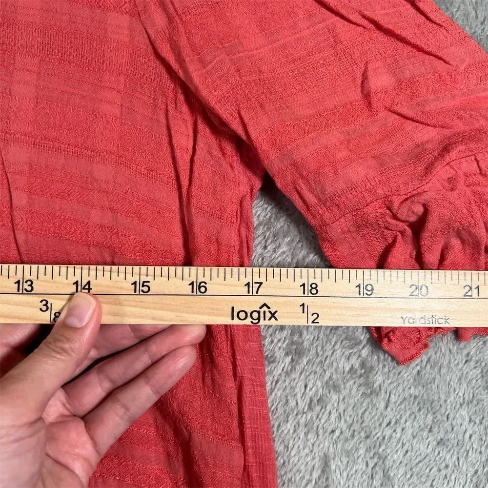 Anthropologie Dolan‎ Blouse Women's XS Salmon V-Neck Ruffle Sleeve Casual